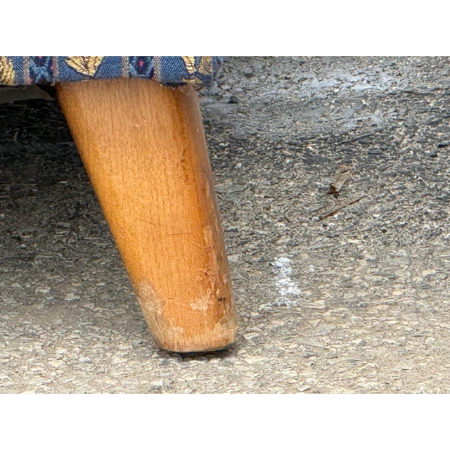 Vintage Mid Century Modern Dunbar Style Low Profile Sofa on Splayed Wood Legs 73” For Sale In Philadelphia - Image 6 of 12