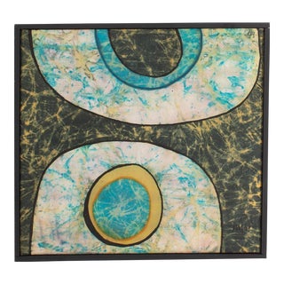 Abstract Batik Wax Painting Signed by Harry Hilson For Sale