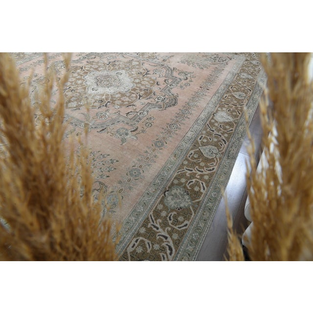 1970s Vintage Persian Handmade Wool Cotton Orange Area Rug For Sale - Image 4 of 11