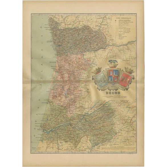 Map of The River of Tradition and Wine in Portugal, 1903 For Sale