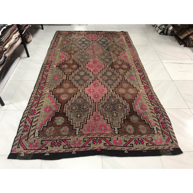 1960s Vintage Turkish Tribal Kilim Rug- 5′9″ × 10′2″ For Sale - Image 11 of 11