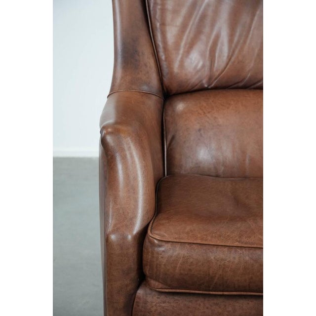 Cognac Brown Cowhide Armchair For Sale - Image 11 of 15