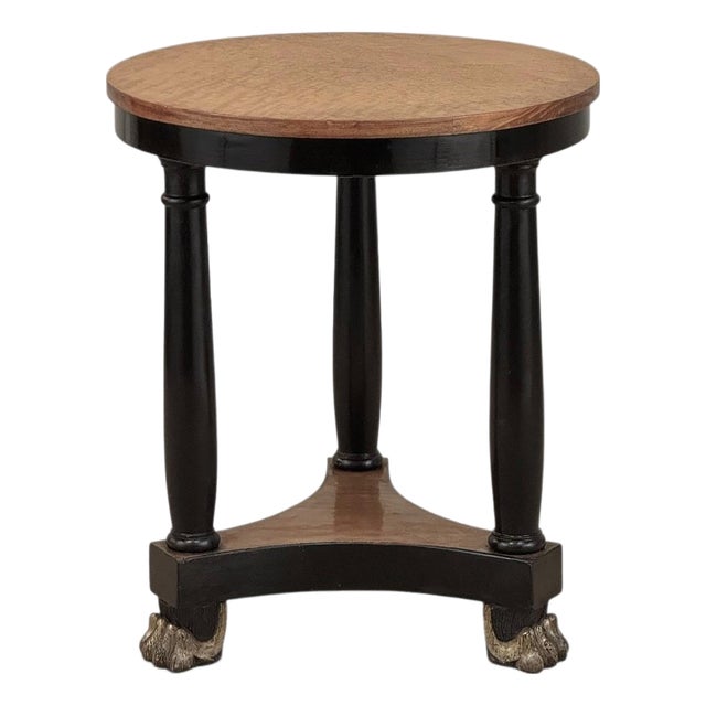 French Art Deco Period Empire Style Round End Table With Birdseye Maple Top For Sale