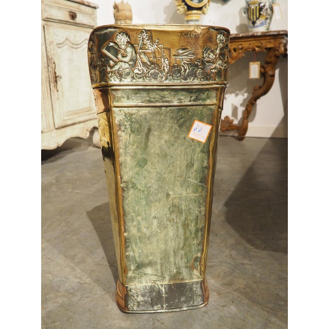 Antique French Brass and Copper Repousse Ceremonial Hotte, Late 1800s For Sale - Image 11 of 17