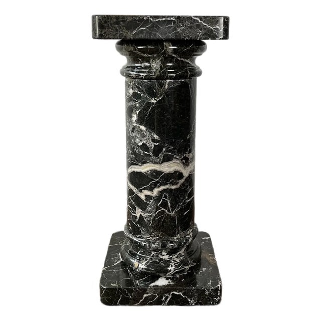 Neoclassical Black Marble Pedestal Column For Sale