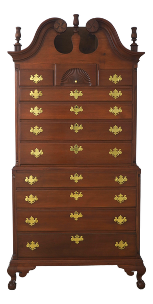 Antique 18th Century Clawfoot Cherry Queen Anne Highboy Chest on Chest