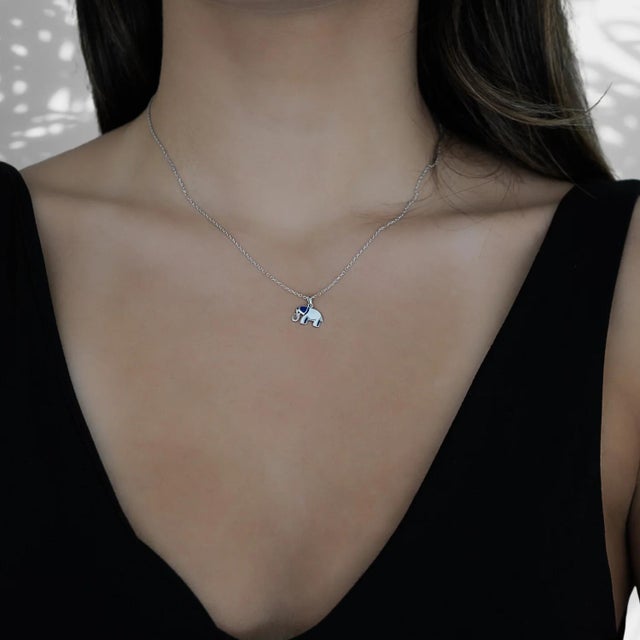 The Sterling Silver Blue Elephant Necklace is a stunning piece of handmade jewelry for those who value unique and...