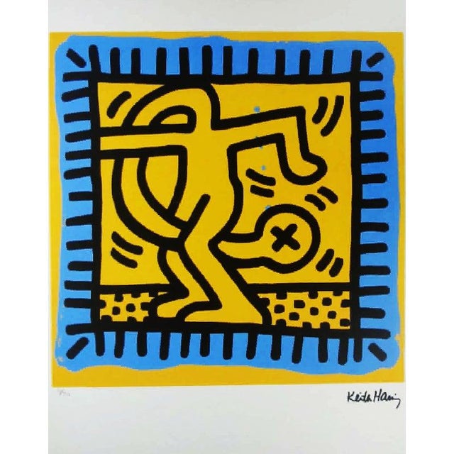 Keith Haring Limited Edition Lithograph Numbered in Pencil - 32 of 150 Authorization stamps: Impressed Oringinal Stamp...
