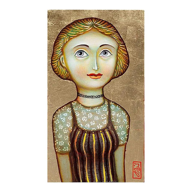 David Popiashvili, Student, 2017, Acrylic & Gold on Canvas For Sale