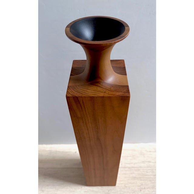 2018 Mathieu Delacroix for Cinna and Ligne Roset French Contemporary Lathe-Made Walnut Vase For Sale - Image 10 of 16