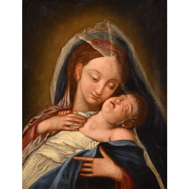 Follower of Giovan Battista Salvi Detto Il Sassoferrato, Madonna and Child, 1750, Oil on Canvas For Sale - Image 10 of 13