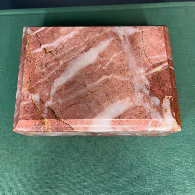 1980s Postmodern Vintage Pink Stone Box For Sale - Image 5 of 7