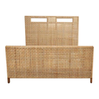 Mid 20th Century McGuire Style Antalya Laced Rawhide Leather Queen Bed For Sale
