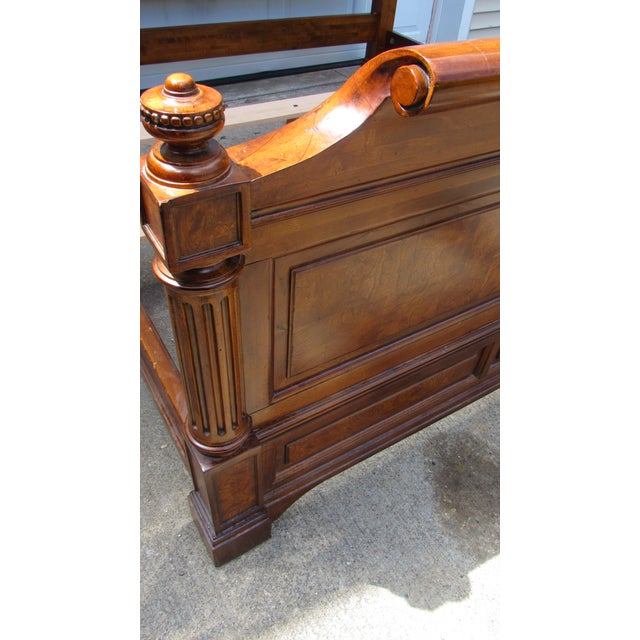 1980s Ethan Allen Townhouse Collection King Bed Burl Stunning For Sale - Image 6 of 11