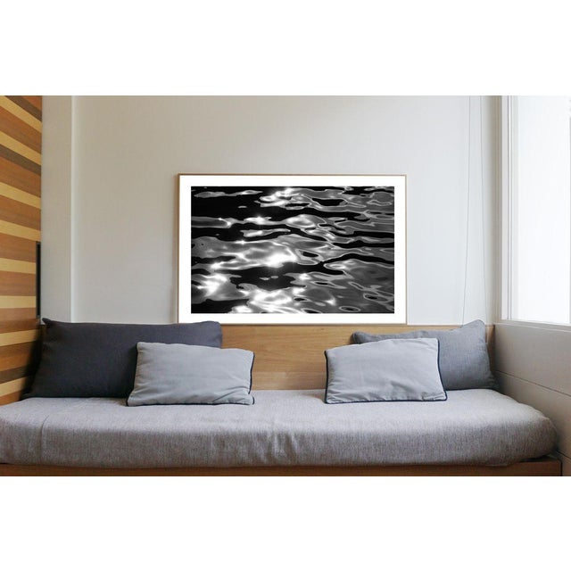 Large Black White Seascape, Reflections of Lido Island, Abstract Venice Waters 2021 For Sale - Image 3 of 9