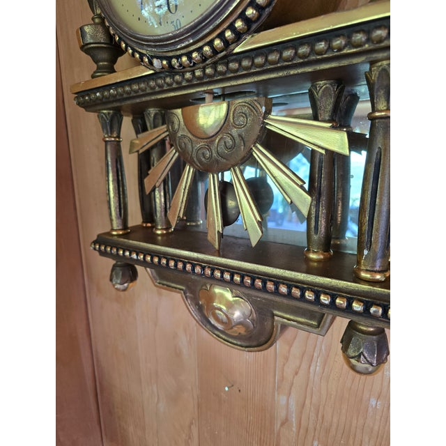 1940s Vintage Pre Mid Century Gold Leaf Wood Swedish Clock For Sale - Image 5 of 10