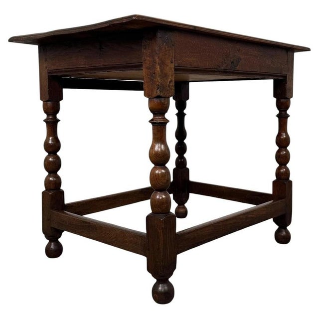 18th Century English Georgian Bobbin-Turned Oak Side Table For Sale - Image 9 of 12