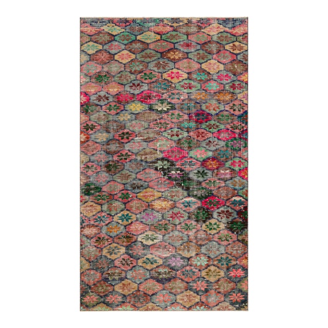 Vintage Zeki Müren Rug in Colorful Floral & Geometric Patterns From Rug & Kilim For Sale