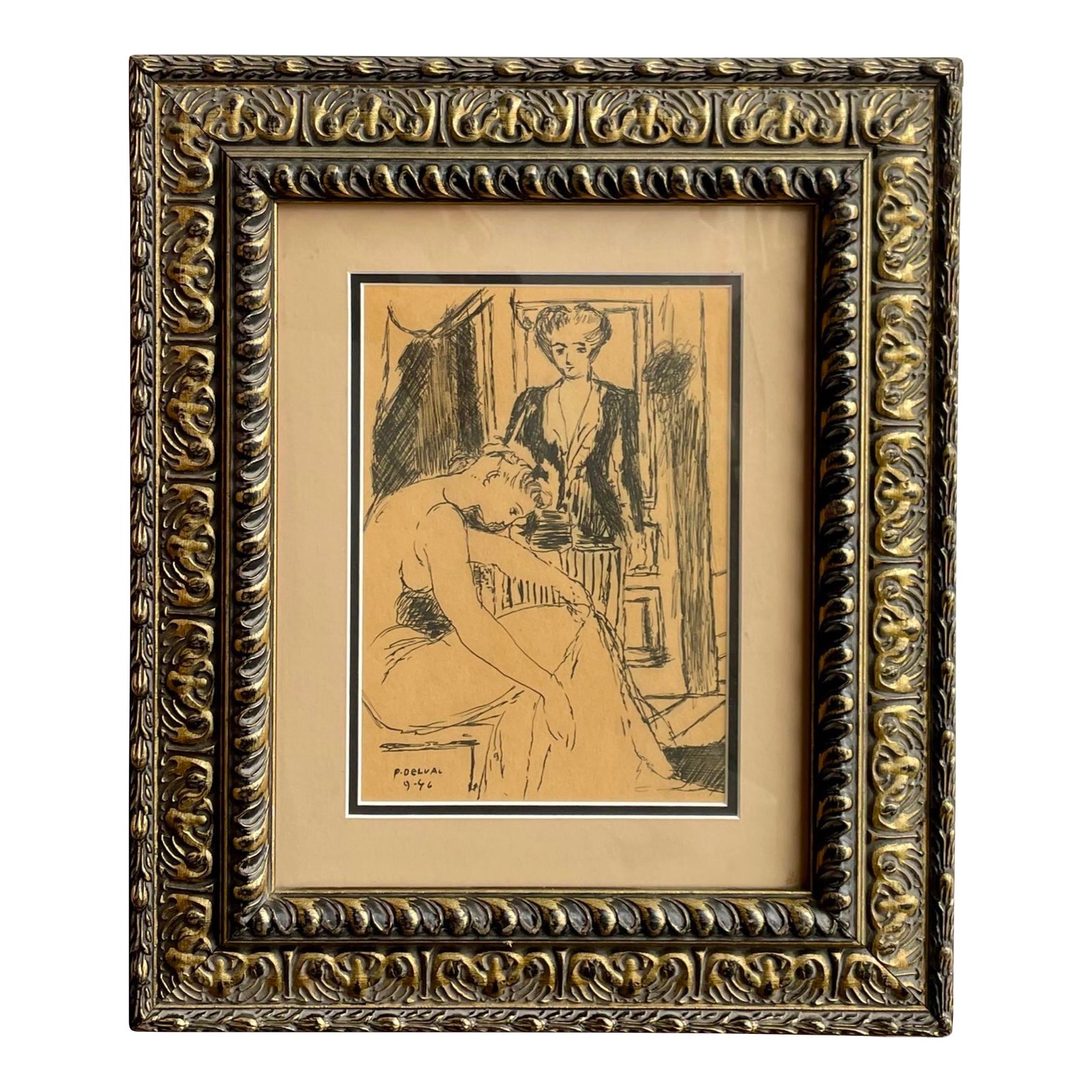 Vintage Portrait of Women, Signed & Framed Original Art | Chairish
