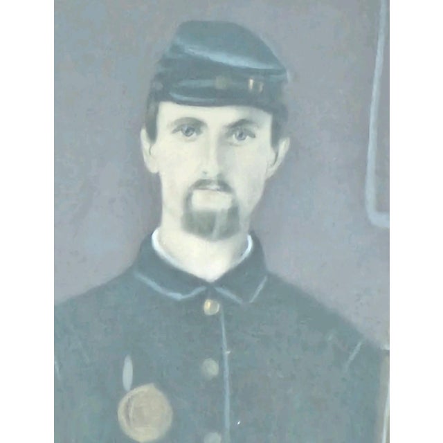 Late 19th Century Pair Civil War Tintype Portraits Framed Union Soldier & Victorian Woman 1860s For Sale - Image 5 of 18