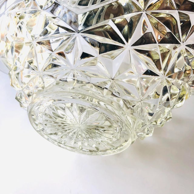 Vintage Clear Cut Glass Monogram " KOC" Heavy Wedding Basket handle 11.25"H X 12"L X 7.25"D, No makers mark in excellent...