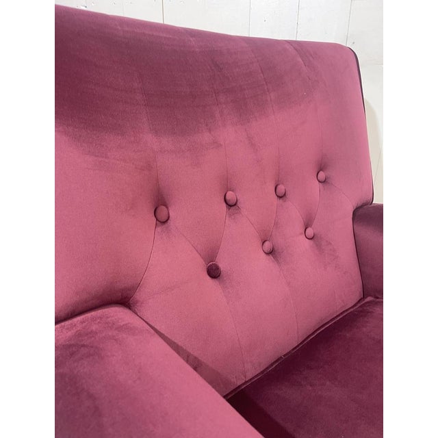 Mid-Century Modern Vintage Lounge Chair in Purple Velvet, 1952 For Sale - Image 3 of 13