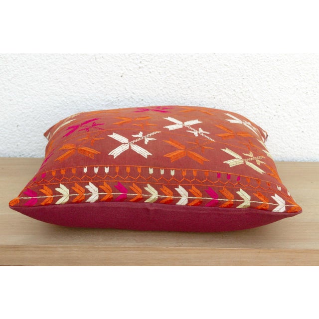 Embroidered Bloom, Antique Phulkari Pillow Cover For Sale - Image 4 of 7