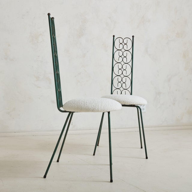 Grenada' Wrought Iron + Ivory Boucle Accent Chair Attributed to Arthur Umanoff For Sale In Chicago - Image 6 of 12