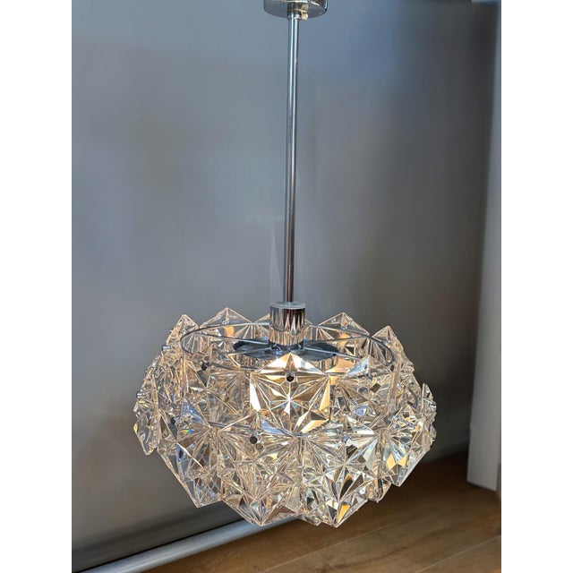 Inkeldey Crystal Glass Chandelier and Wall Sconces, Germany, 1970s, Set of 3 For Sale - Image 6 of 9