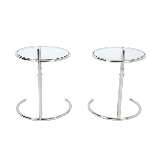 Designed in the style of Eileen Gray's iconic tables of the 1920s, these side tables are adjustable in height. They...