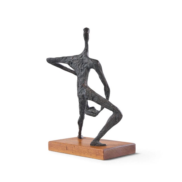 Wood Simon Gordon Mid Century Brutalist Iron Sculpture Man With Fish For Sale - Image 7 of 10