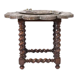 Brazier Table in Copper, Brass, and Wood