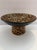 Striking vintage studio pottery pedestal bowl featuring an intricate hand-painted geometric and tribal-inspired motif in...