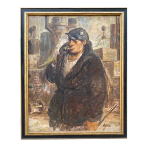 1940s Betty Corson Ellis Figure Painting Oil on Panel