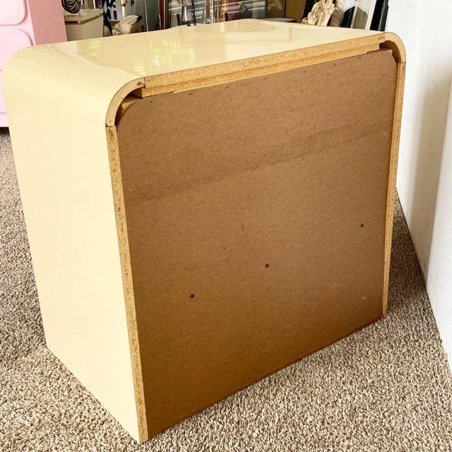 Postmodern Tan Lacquer Laminate Waterfall Commode | Chairish