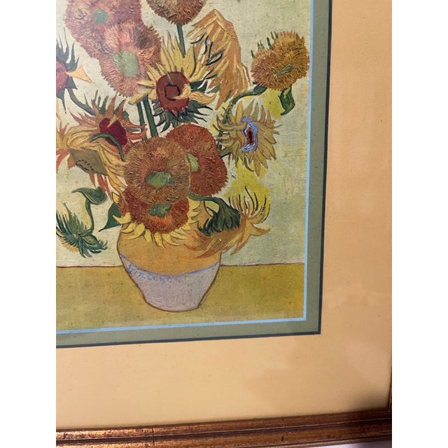 Mid-20th Century Lithograph Framed Print, Vincent Van Gogh’s “Sunflowers” For Sale - Image 10 of 11