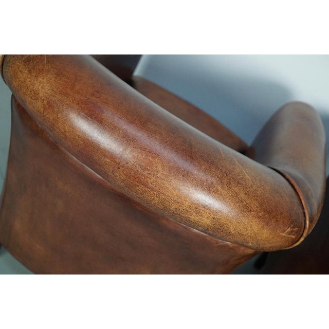 Vintage Dutch Cognac Colored Leather Club Chair, Set of 2 For Sale - Image 14 of 18