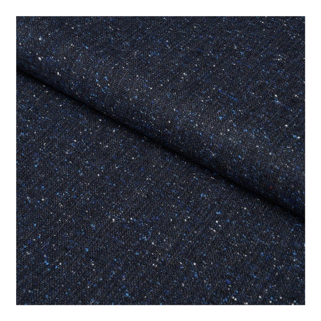 Sample - Schumacher Clarke Donegal Wool Blend Fabric in Navy For Sale
