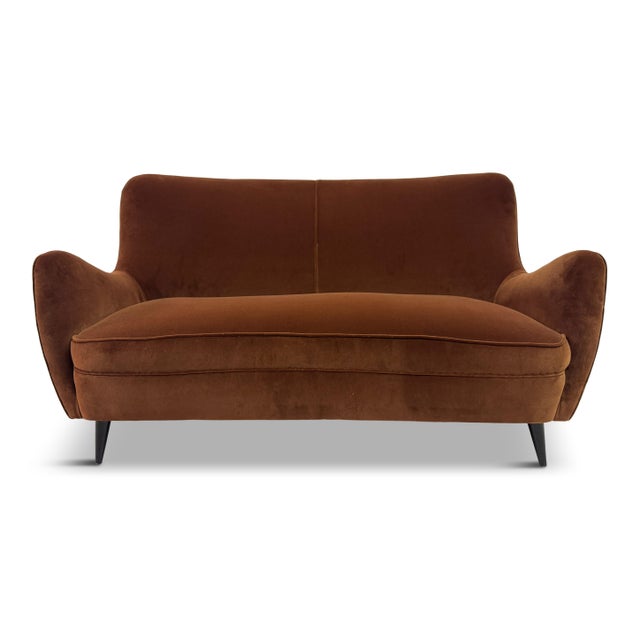 Italian Curved Sofa in Cotton Velvet, 1950s For Sale - Image 12 of 12