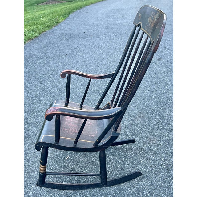 Black Antique 19th Century Decorated Boston Rocker For Sale - Image 8 of 12