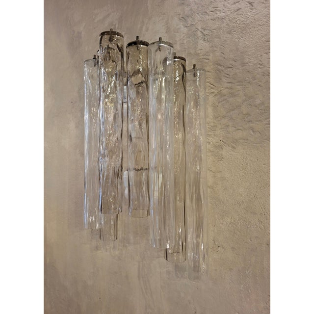 White Large Tiered Murano Glass Wall Lights from Made Murano Glass, 1960s, Set of 2 For Sale - Image 8 of 18