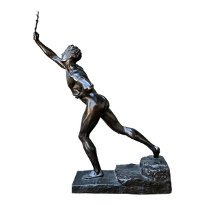Vintage Max Kruse “Messenger of Victory” Bronze Sculpture of Man