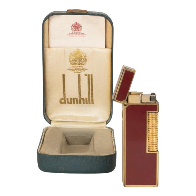 Circa 1980s Vintage Dunhill Gold-Plated & Red Lacquer Swiss, Lighter For Sale