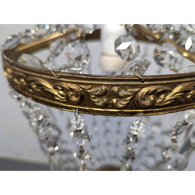 1940's Italian Empire Revival "Sac E Perle" Crystal Basket Chandelier For Sale - Image 13 of 13