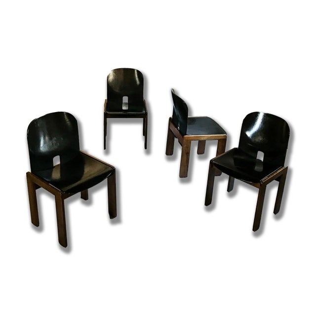 Lacquered Walnut Model 121 Dining Chairs by Tobia & Afra Scarpa for Cassina, 1967, Set of 4 For Sale - Image 6 of 11