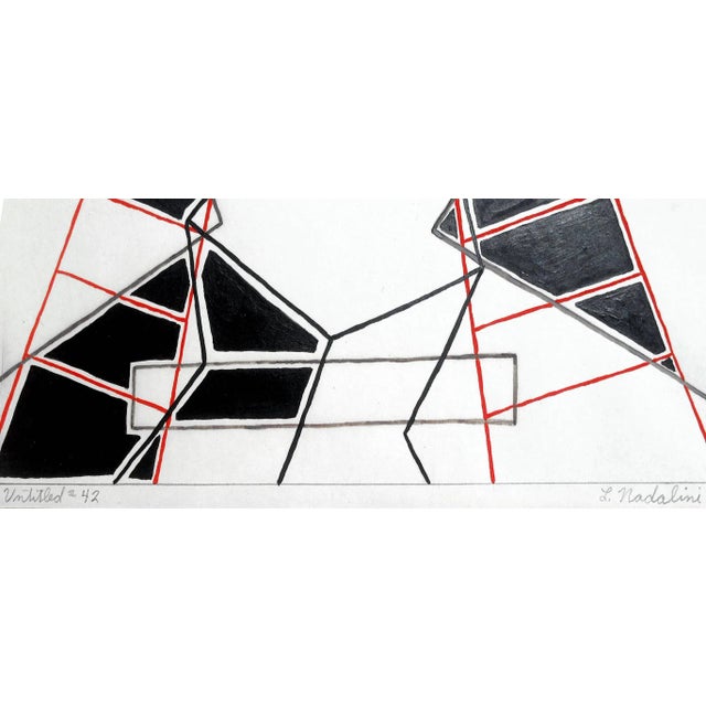 Black Louis Nadalini Abstract Dimensional #40 (7) #42 (8) Series of 2 Pen and Ink on Paper 1966 For Sale - Image 8 of 12
