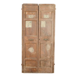 Lacquered Door with Decorations, 18th Century For Sale