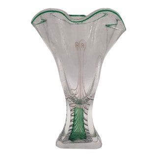 1930s Signed Adam Jablonski Crystal Art Glass Vase For Sale