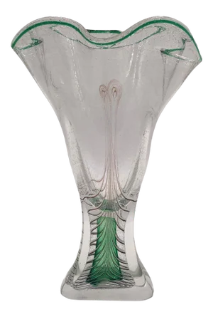 1930s Signed Adam Jablonski Crystal Art Glass Vase