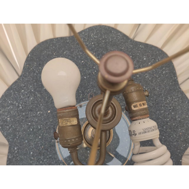 Metal Mid 20th Century Stiffel French Provincial Solid Brass Tripod Cabriolet Leg Floor Lamp & Shade For Sale - Image 7 of 12